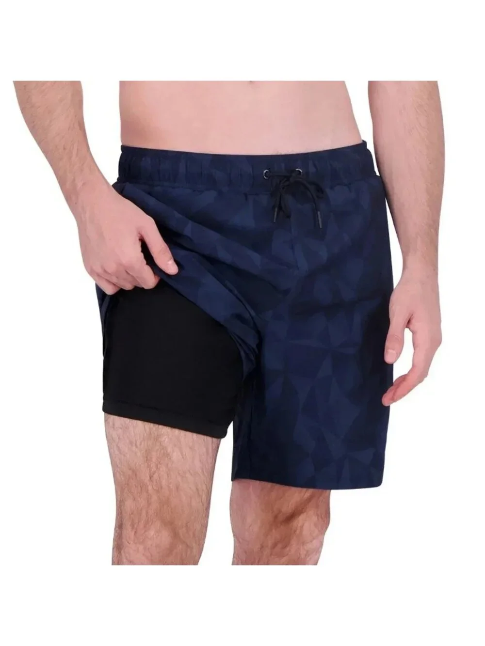 Spyder Men's S Swim Shorts Navy Geometric Pattern Elastic Waist